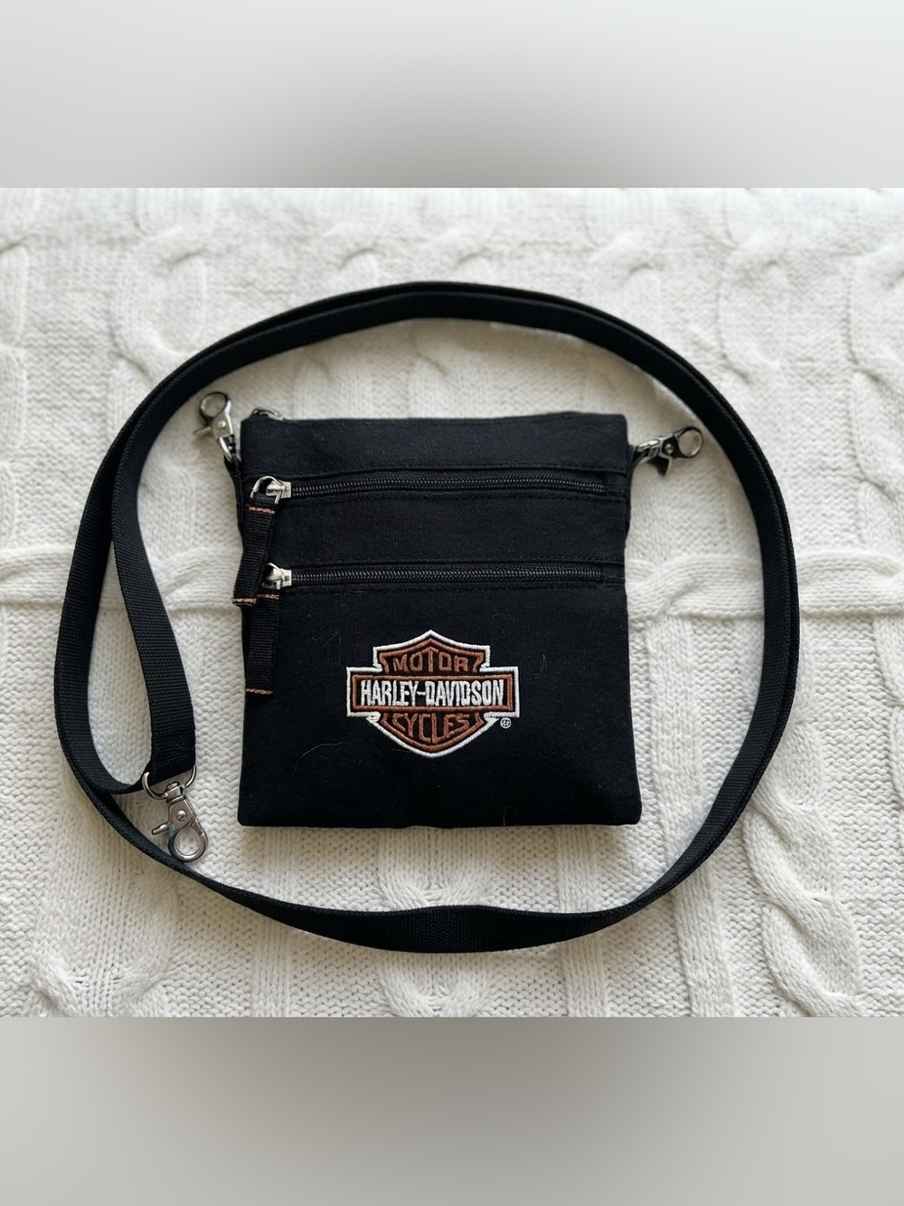 Harley-Davidson Black Canvas Convertible Crossbody & Belt Loop Pouch